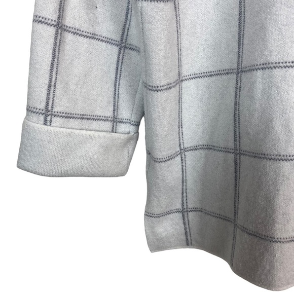 Tahari Mock Neck Window Pane Sweater Small Gray - Picture 5 of 10